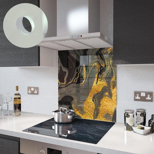 Glass splashbacks black - black, gold