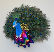 Handmade faux taxidermy Sequin Peacock bird wall mounted trophy animal head