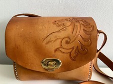 BEAUTIFUL VTG 70'S LEATHER SMALL SADDLE BAG SHOULDER BAG HORSE MEXICAN / USA