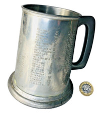 Metalware Pewter Tankard Cup Mug England Kings Royalty Metal Vintage ra