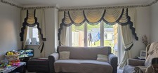 Quality Bay Window Curtains With Swags & Tails
