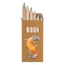 6 x 'Leopard Gecko' Short 85mm Pencils / Coloured Pencil Set (PE00076648)
