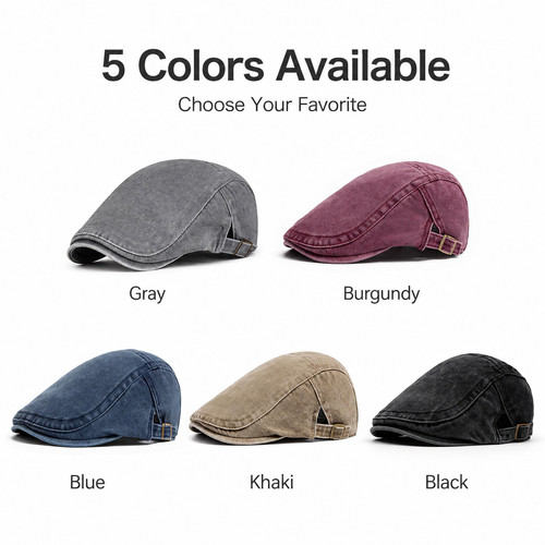 Men flat cap washed - men, newsboy
