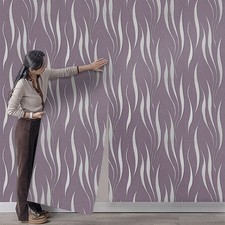 1-6x Glitter Water Wave Wallpaper 3D Effect Wave Stripes Non-Woven WallPaper UK