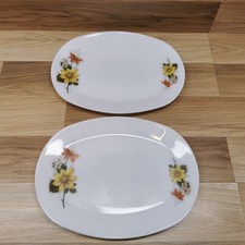 2 x Vintage JAJ Pyrex Autumn Glory Oval Steak Dinner Plates VGC