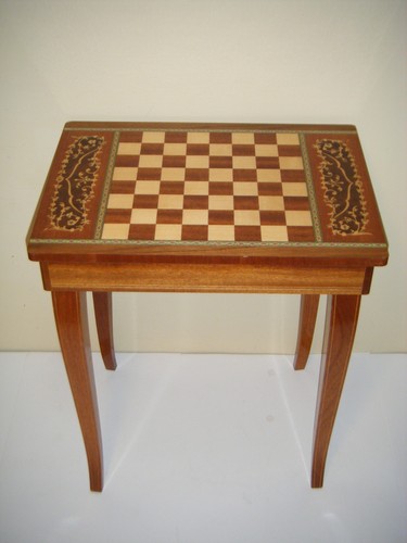 Vintage inlaid wood chess - vintage,