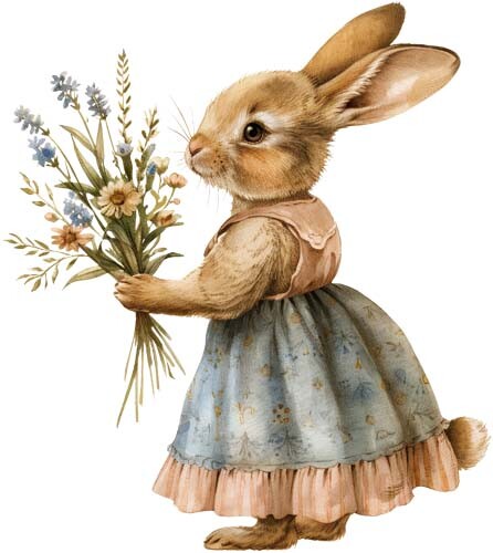 Colour peter rabbit - rabbit, flower