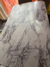 Large 6 Seater Rectangular 160 x 90 cm Dining Table with White Marble Effect Top