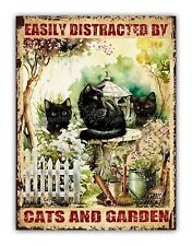 Funny " Cats And Garden  " Aluminium Metal Pet Sign
