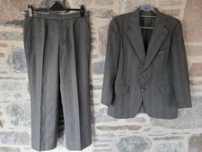 Vintage Magee 2-Piece Suit 38R 32W27L Green Brown Striped Wool Tweed Uk Sporting
