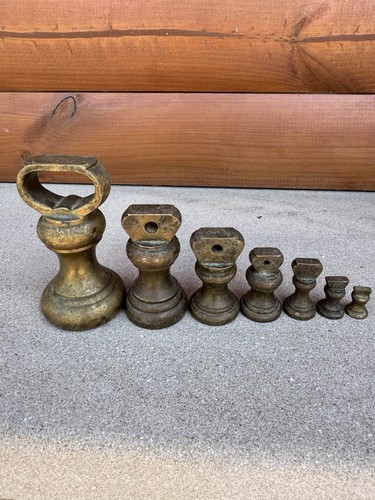 Antique brass bell weights - bell,