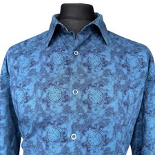 ROBERT GRAHAM Shirt Mens XL (45-46") Long Sleeve Blue Patterned