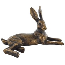 Lying down hare - bronze, effect