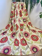 Next Neutral Coral Red Purple Green Pop Floral Cotton Eyelet Curtains 66”Wx90”D