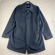 Vintage Crombie Coat Mens 46R Black Overcoat Button Up Cashmere Angora Wool