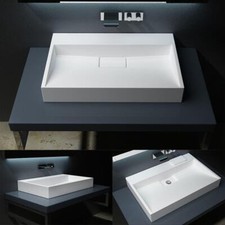 Bathroom Wash Sink Basin Stone Resin Countertop Wall Mounted White 500 - 1200mm