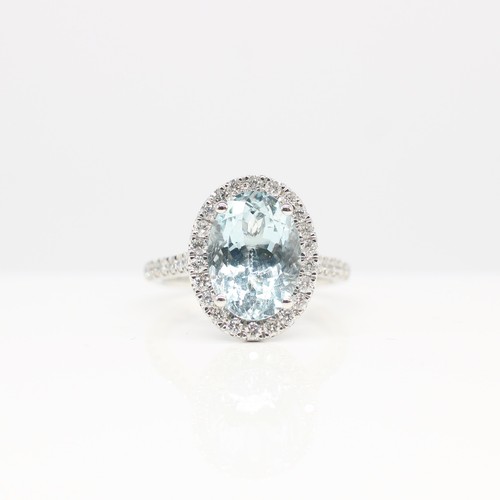 Platinum aquamarine diamond - platinum, &