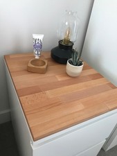 Solidwood Beech Block Wood Top Cover Panel for Ikea Malm Bedside 2 drawer unit