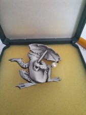 Pewter Frog Brooch With