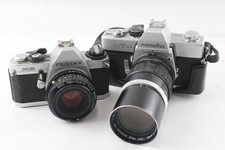 SLR Vintage Film Cameras Inc Minolta SRT101 & Pentax MG w/ Lenses x 2
