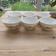 Vintage 'Arcopal France' Cereal, Snack Condiment Bowl Floral Beige set of 6