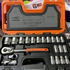 BAHCO S240 24 Piece 1/2" Metric Socket Set, Extension **RATCHET BROKEN**