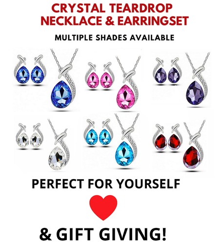 Crystal teardrop necklace - necklace, &