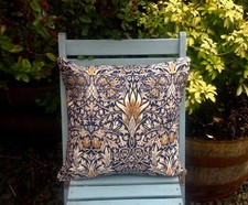 William Morris Fabric Cushion Cover - Snakeshead Indigo and Hemp