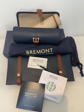Genuine Blue / Brown H1 Bremont Watch Leather Pouch and roll case 