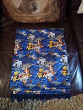 Disney Tie Rack Winnie The Pooh & Tigger Print Blue Silk & Lambswool Scarf Large