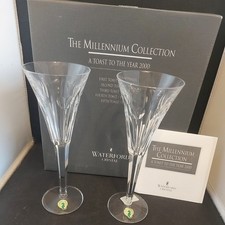 Waterford Crystal Toasting Flutes Pair Millennium Love Toasts  Boxed