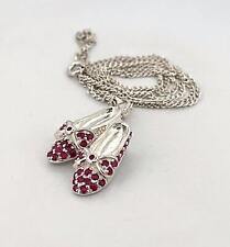 Ruby Crystals Slippers Dorothy's Pendant 925 Sterling Silver