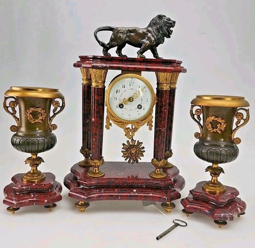 French marble lion mounted - marble,