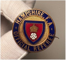 Hampshire FA Football Association Antique Enamel Official Referee Pin Badge