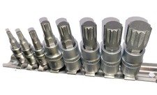 8pc Spline Socket Bit Set Chrome Vanadium BITS3/8" & 1/4"d M4 M6 M8 M10 M14 M16