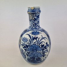 Antique 18thC Delft Blue And White Guglet Vase 27cm High A/F