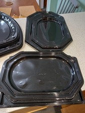 Joblot Of Black Plastic Buffet Trays 20+ Pieces Different Sizes And Shapes