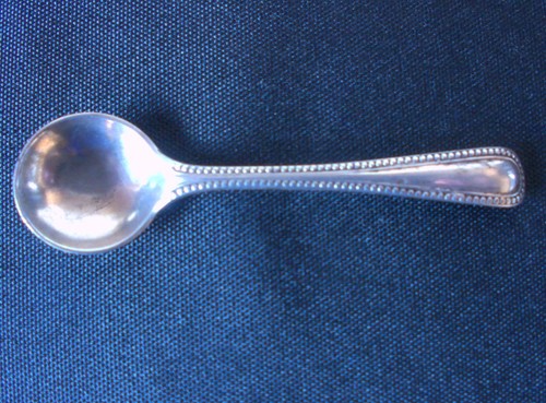 Solid silver condiment spoon - silver,
