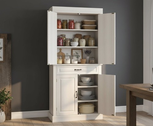 White tall kitchen pantry - kitchen,