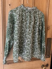 Brora Frill Blouse Size 10-100% Organic Cotton  rrp £139