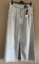 Tu Sainsbury’s Ladies Ligh Blue Ultra Pleated Wide Leg High Rise Jeans Size 12 R