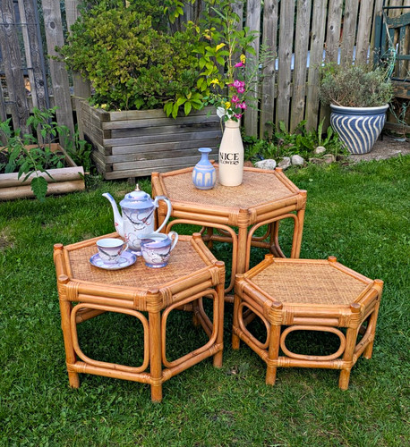 3pc hexagonal bamboo - 70's,
