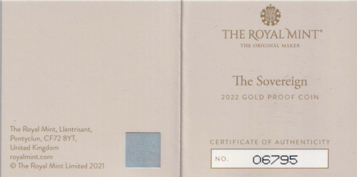Gold proof sovereign 2022 - gold,