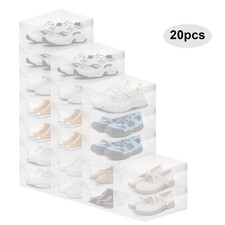 20X Clear Plastic Shoe Storage Boxes Stackable Foldable Durable Shoe Organiser