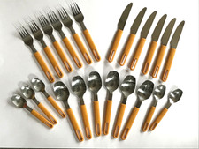 retro vintage CUTLERY SET plastic handles, camper van, caravanette