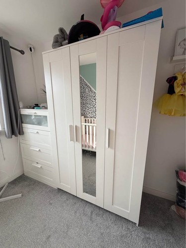 Ikea white triple wardrobe - white,