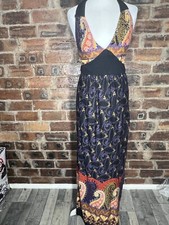 NEXT RUNWAY COLLECTION MULTI BOHO  HALTER NECK MAXI DRESS FITS SIZE 8 VGC