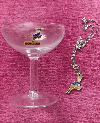 Babycham glass and chain - glass,