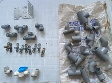 SMALL JOBLOT OF PIPE FITTINGS, PLASTIC, BRASS, JOHN GUEST, & 10” FILTER BRACKET