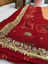 New Indian Bandhani Saree Red